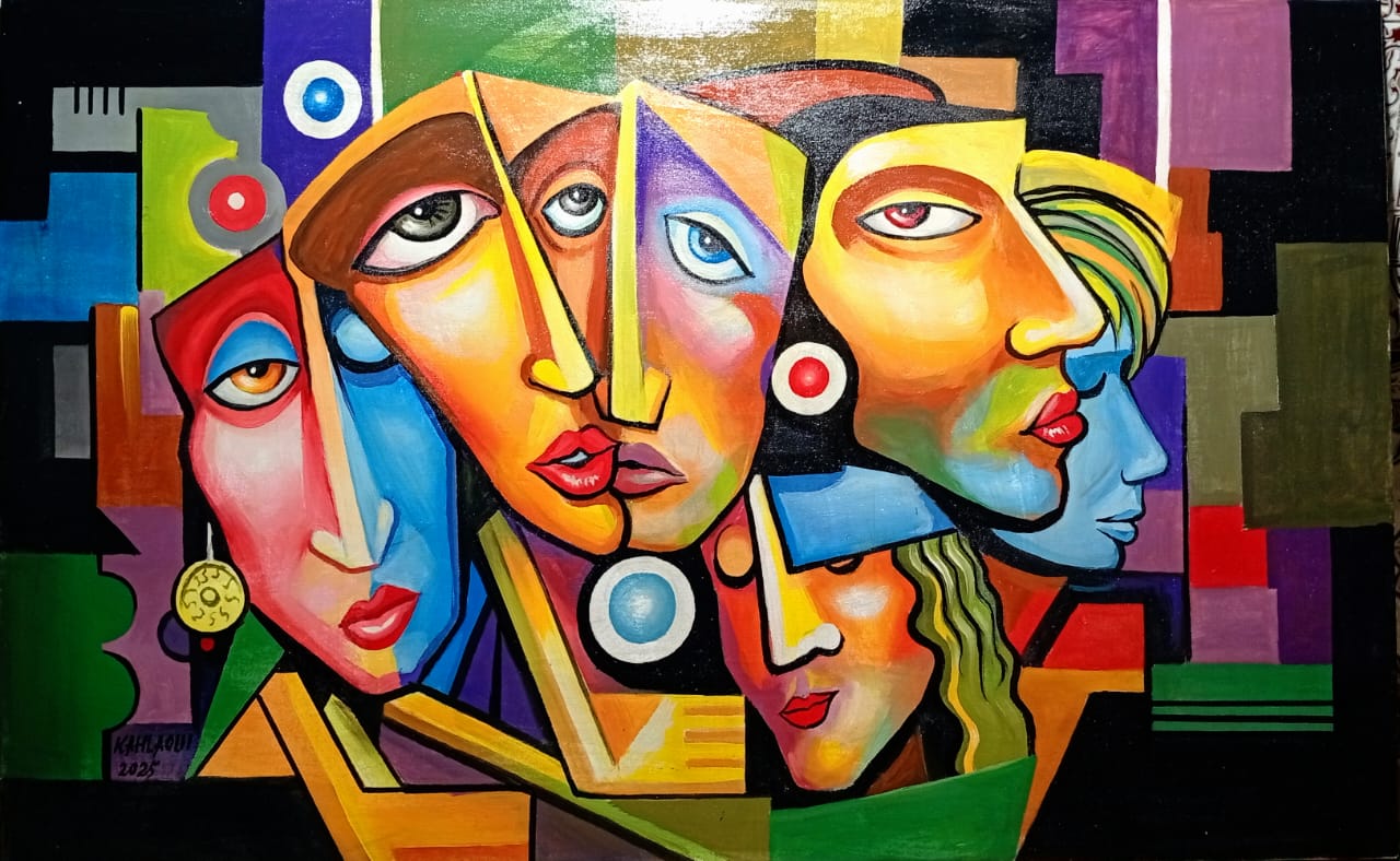 Tableau 'Ocre et Indigo'
